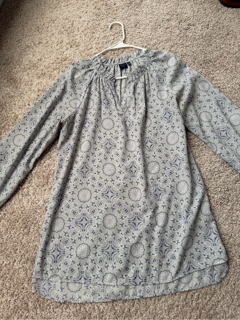 Kaari Blue Light Blue Floral Tunic Top